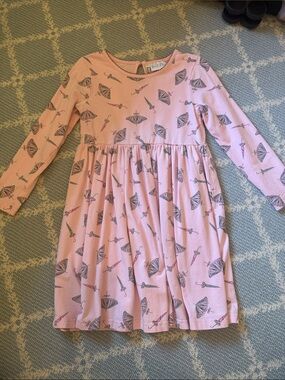 Rachel Riley Pink Umbrella  Print Long Sleeve Dress